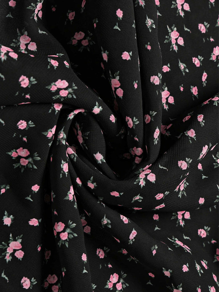 [Prévente] Robe Floral à Volants Étagés Dentelle Petites Fleurs Noir Années 1950 5