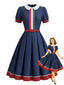 [Prévente] Robe Marine Col Claudine Manches Bouffantes Années 1950