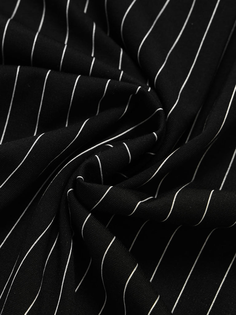 [Prévente] Top Asymétrique Sans Manches Tricoté à Fines Rayures Noir Années 1930