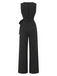 [Prévente] Top Asymétrique Tricoté à Fines Rayures et Pantalon à Jambes Larges Noir Années 1930