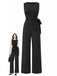 [Prévente] Top Asymétrique Tricoté à Fines Rayures et Pantalon à Jambes Larges Noir Années 1930