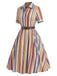 [Prévente] Robe Chemise à Rayures Verticales avec Boutons et Ceinture Années 1930