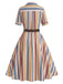 [Prévente] Robe Chemise à Rayures Verticales avec Boutons et Ceinture Années 1930