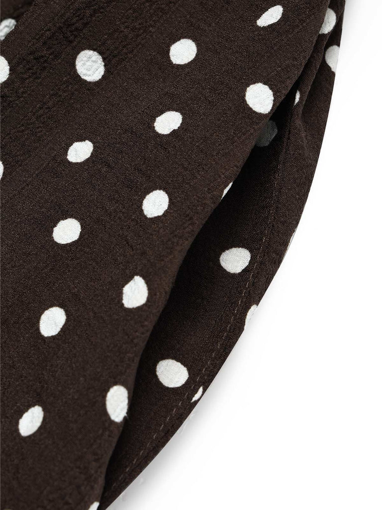 [Prévente] Robe Évasée Marron à Pois Col Cranté Manches Courtes Années 1950 5
