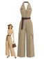 [Prévente] Combinaison cargo beige clair dos nu et col V années 40