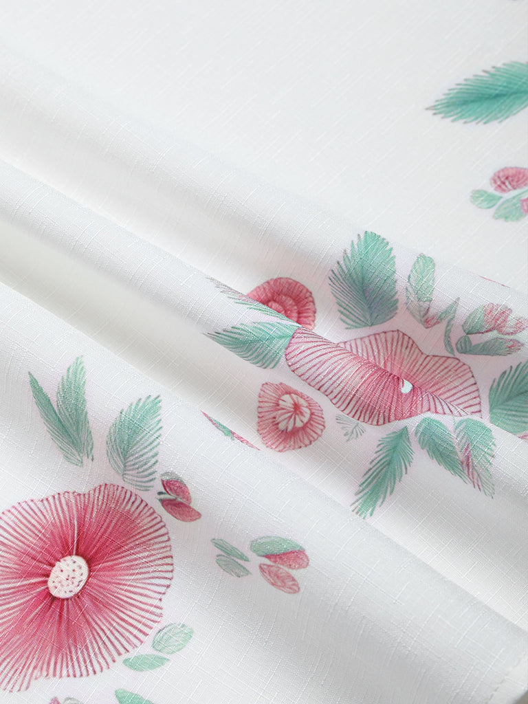 [Prévente] 2PCS Robe Bouffante à Carreaux Floraux Rose et Blanc avec Tablier Années 1950