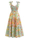 Robe Maxi Smockée à Bretelles Nouées Floral Années 30