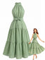 Robe midi évasée pois dos nu nœud la taille années 30