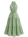 Robe Midi Évasée Dos-Nu Nœud Taille à Pois Années 30