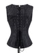 Tops Noir Steampunk Jacquard Imprimé Sans Manches Bind Années 1970 2