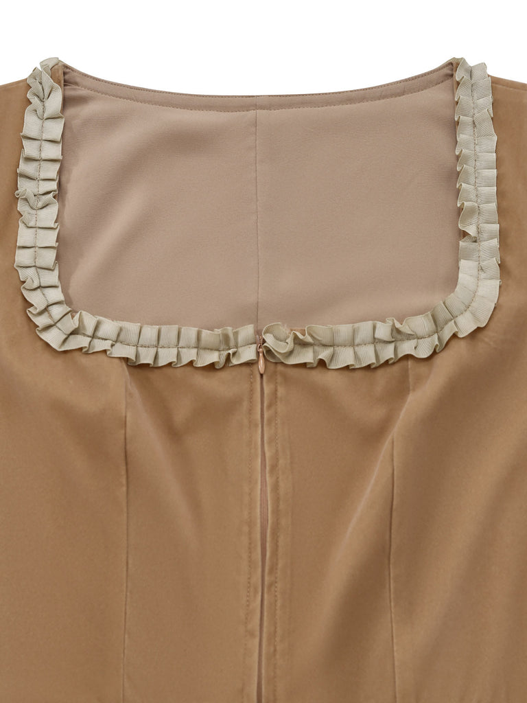 Khaki 1950s Vintage Classic Dress 4