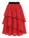 [Prévente] Jupe Rouge Taille Haute à Pois à Étages Volant Années 1940 4