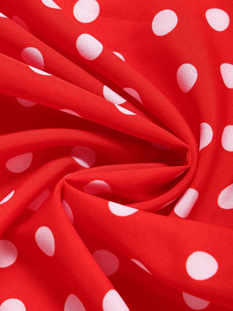 [Prévente] Jupe Rouge Taille Haute à Pois à Étages Volant Années 1940 7