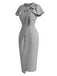 [Prévente] Ensemble 2 pièces gris avec robe crayon taille haute et cape à nœud années 1960