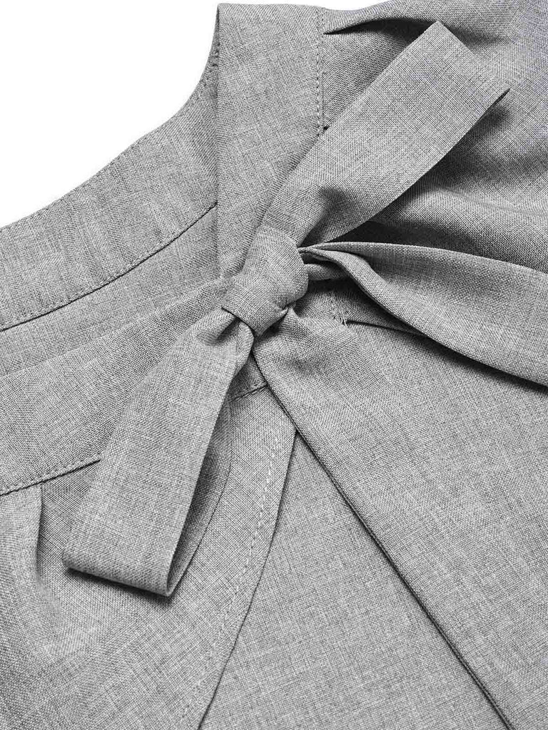 [Prévente] Ensemble 2 pièces gris avec robe crayon taille haute et cape à nœud années 1960