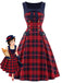 [Prévente] Robe à carreaux tartan, col carré, nœud et double boutonnage Années 1950 - 1