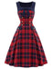[Prévente] Robe à carreaux tartan, col carré, nœud et double boutonnage Années 1950 - 2