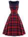 [Prévente] Robe à carreaux tartan col carré nœud et double boutonnage Années 1950