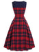 [Prévente] Robe à carreaux tartan, col carré, nœud et double boutonnage Années 1950 - 4