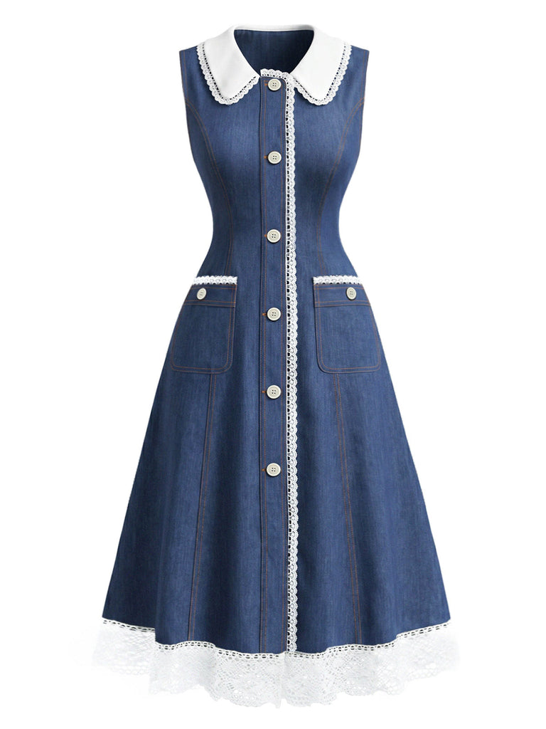 [Pre-Sale] Deep Blue 1960s Denim Vintage Classic Dress 2