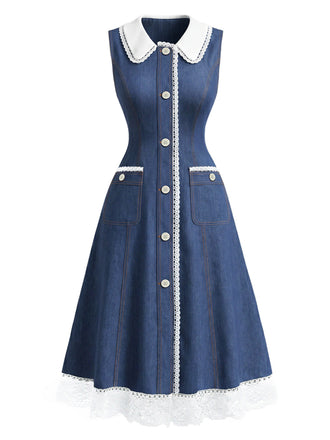[Pre-Sale] Deep Blue 1960s Denim Vintage Classic Dress 2