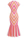 [Pre-Sale] Orange Red 1960s Floral Striped Dress 5