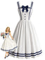 [Prévente] Robe blanche évasée encolure carrée et nœud années 50