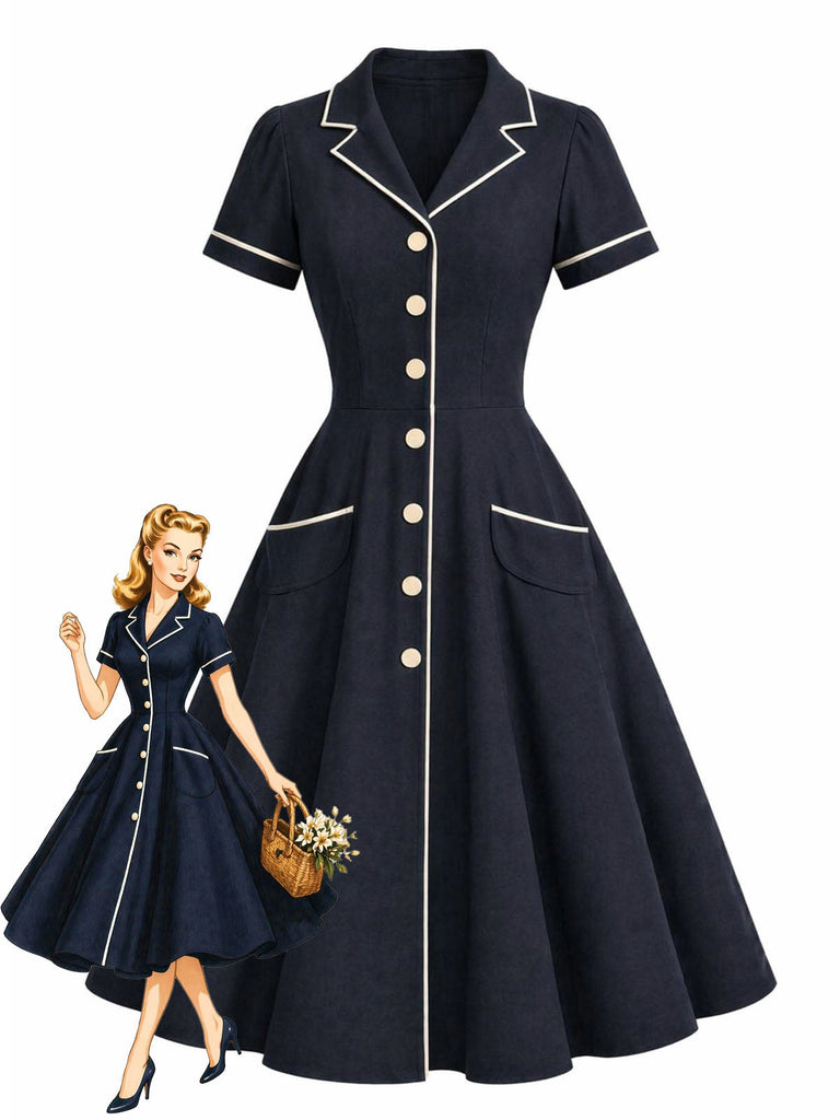 [Pre-Sale] Deep Blue 1950s Vintage Classic Dress