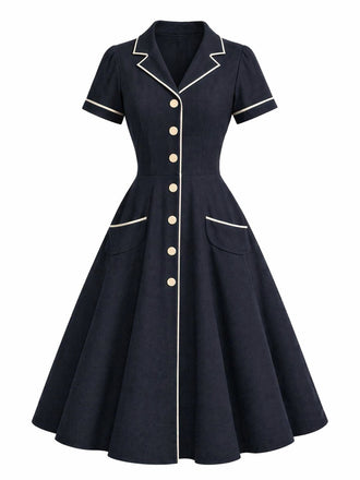 [Pre-Sale] Deep Blue 1950s Vintage Classic Dress 2
