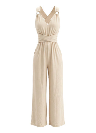 1970s V Neck Belted Vintage Jumpsuit