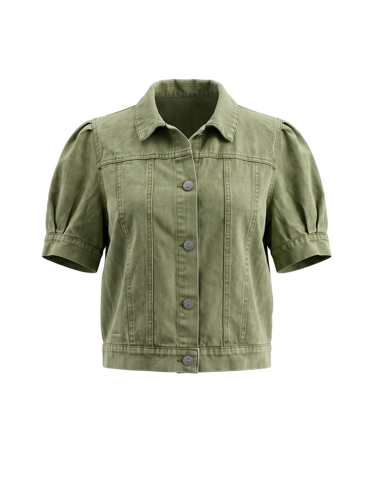 Veste Manches Bouffantes Cropped Denim Années 1950 6