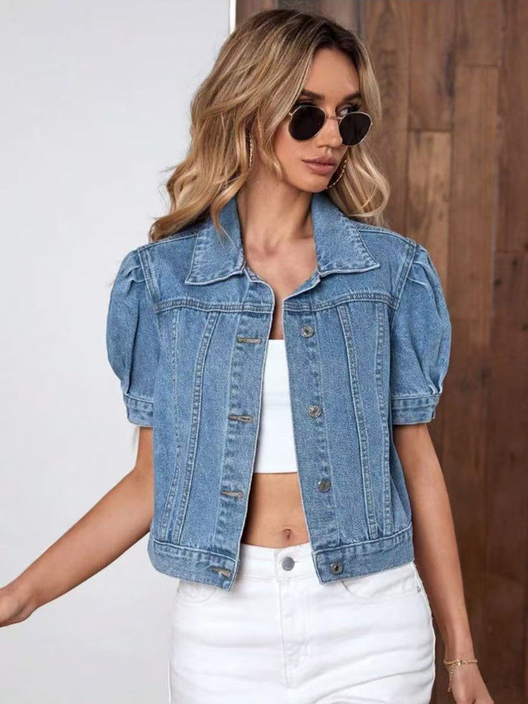 Veste Manches Bouffantes Cropped Denim Années 1950 2