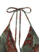 Ensemble 2 Pièces Jupe Sirène Dos-Nu Floral Vert Foncé Années 70