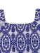 Combinaison Bleu Floral Col Échancré Manches Bouffantes Bohème Années 1950 4