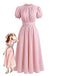 Robe Dentelle Trim Manches Bouffantes Maxi Années 1920