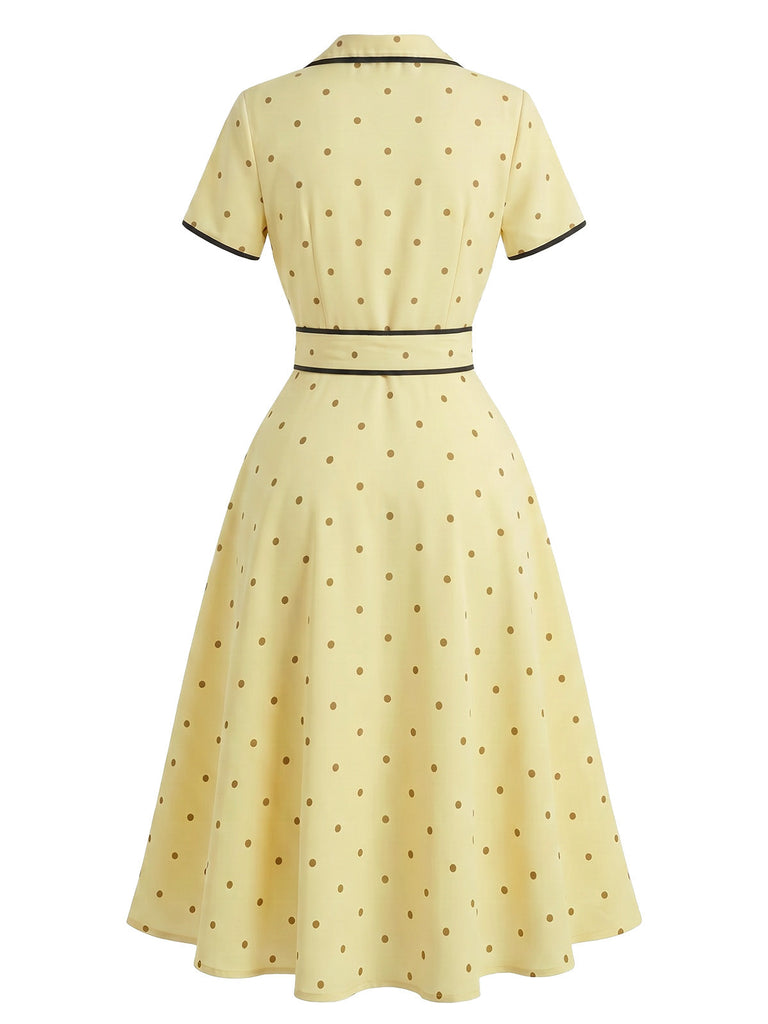 Robe à Pois Col Cranté Passepoil Années 1940 3