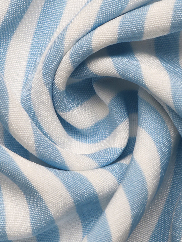 Combishort Dos Nu Contrasté Halter Vertical Rayé Bordure Bleu Années 1950 6