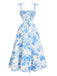 Robe Midi à Bretelles Nouées Imprimé Floral Années 50