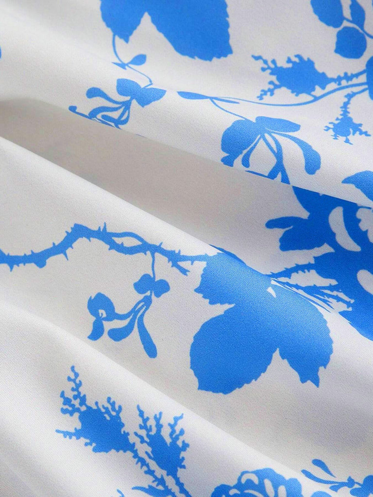 Robe Midi à Bretelles Nouées Imprimé Floral Années 50