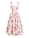 Robe Midi à Bretelles Nouées Imprimé Floral Années 50
