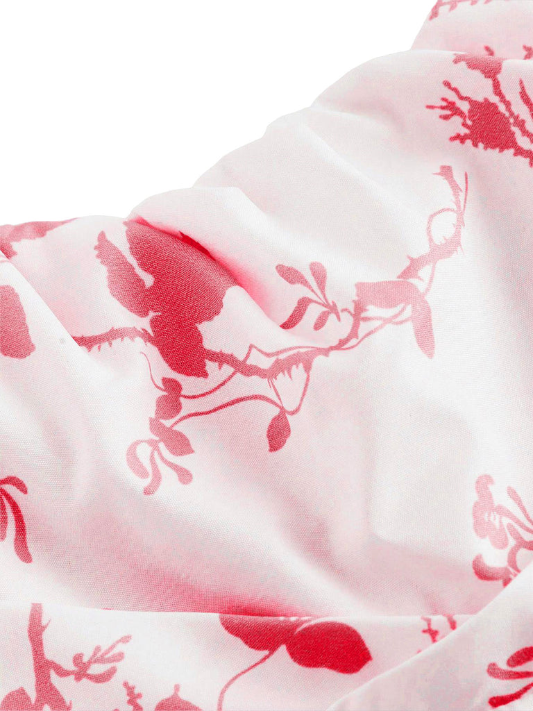 Robe Midi à Bretelles Nouées Imprimé Floral Années 50