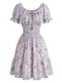 Robe Floral Col Carré Volant Années 1950 10