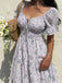 Robe Floral Col Carré Volant Années 1950 14