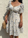 Robe Floral Col Carré Volant Années 1950 3