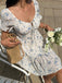 Robe Floral Col Carré Volant Années 1950 4