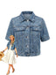 Veste Courte Denim Col à Revers Bleu Années 1950