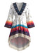 Robe Boho Blanche Imprimé Paisley Franges Ourlet Asymétrique Années 1970 2
