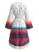 Robe Boho Blanche Imprimé Paisley Franges Ourlet Asymétrique Années 1970 3