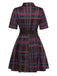 Red And Brown 1970s Plaid Dress 3
