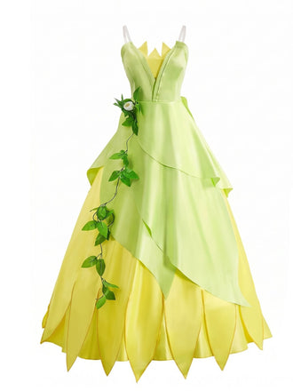 Robe Costume Princesse Fée à Feuilles Dégradées Vert Années 1930